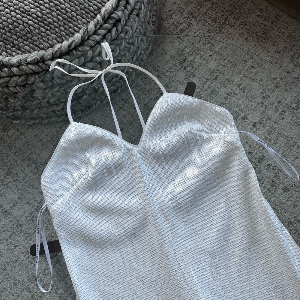 Marciano Elegant White Formal
Evening Wedding Guest Party Dress New Sz M - Picture 8 of 16